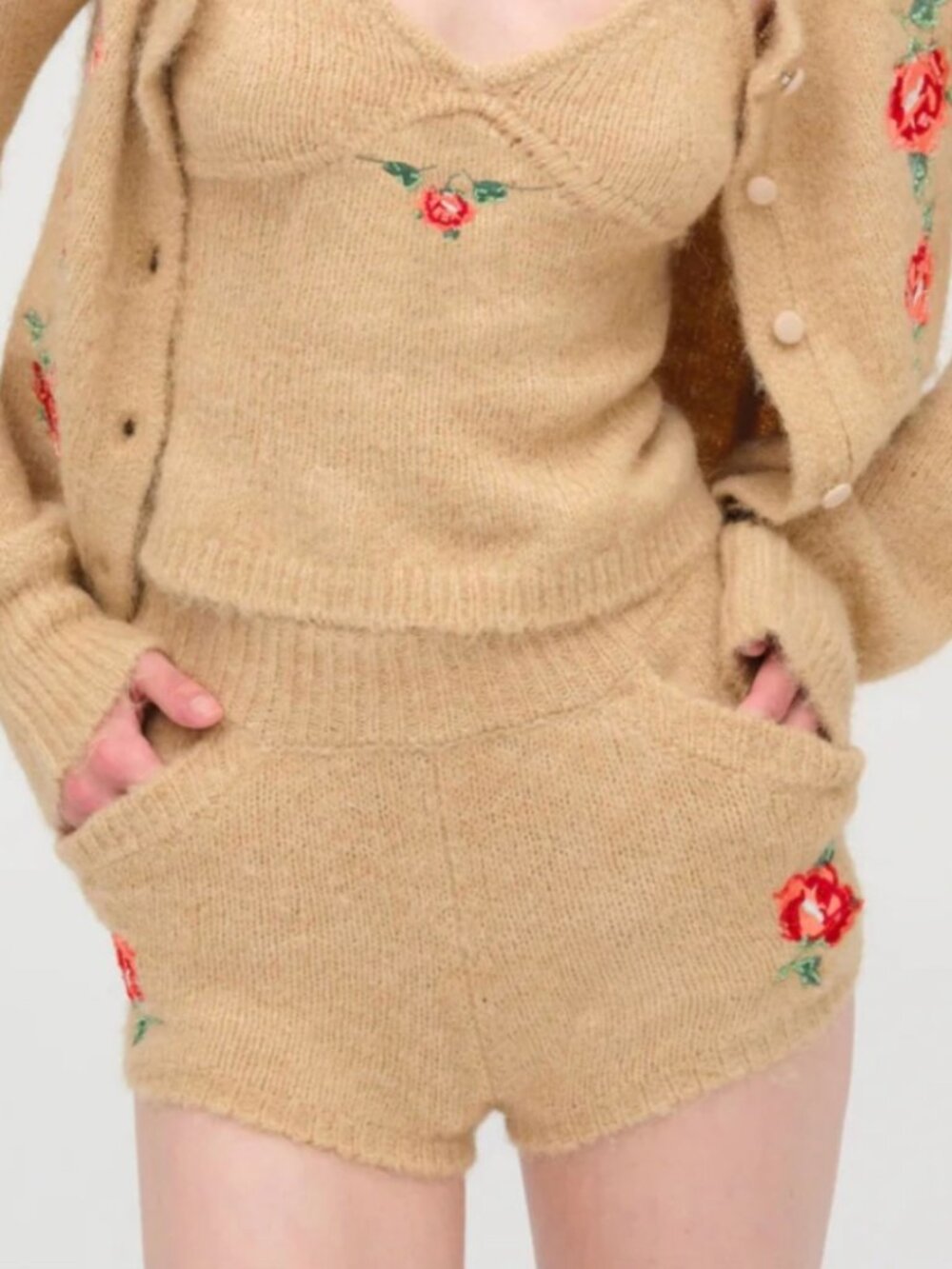 NWT For Love and Lemons Beaded Sweater Shorts